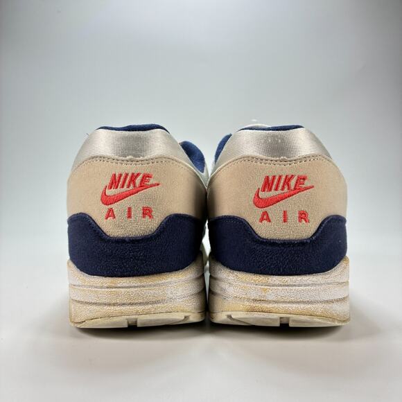 Nike Air Max 1 Navy Blue Tan Suede Running Shoes Comfort CN9672-991 Womens Sz 10 - Picture 5 of 10